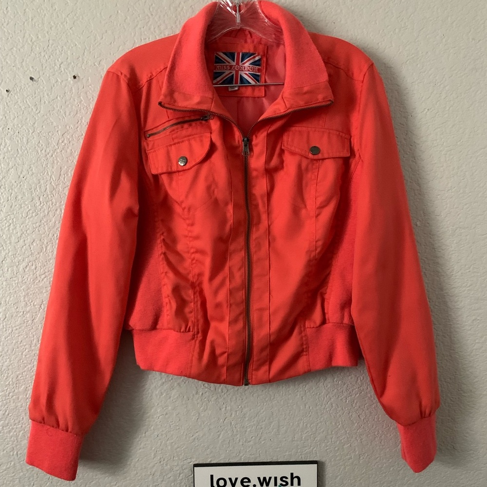 Miss London XL Orange Long Sleeve Bomber Jacket